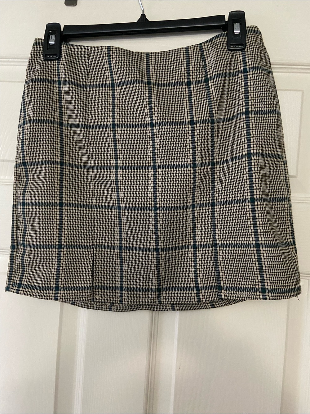 RSQ Beige and Navy Plaid Mini Skirt
